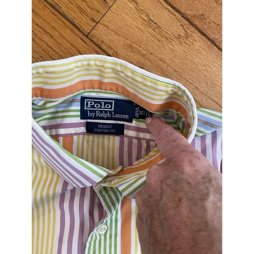Polo Ralph Lauren Striped button Down Shirt Size Large Regent Custom Fit Rainbow
